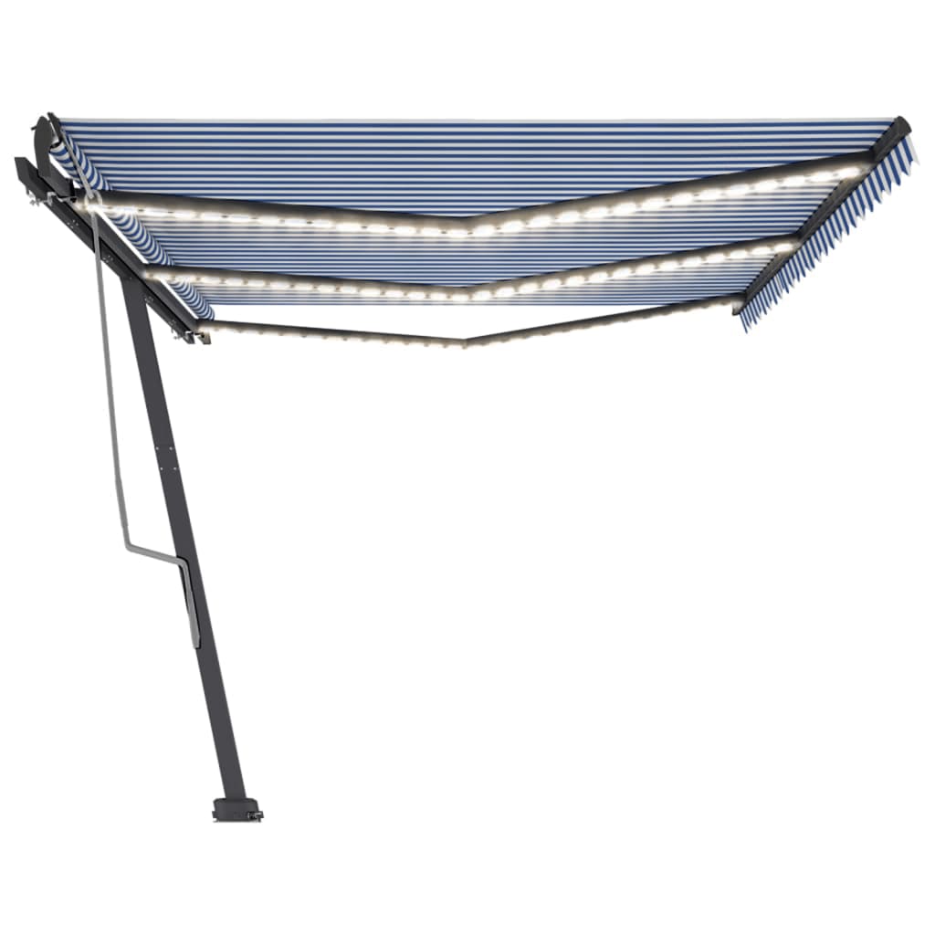 vidaXL Copertină retractabilă manual cu LED albastru și alb 600x300 cm