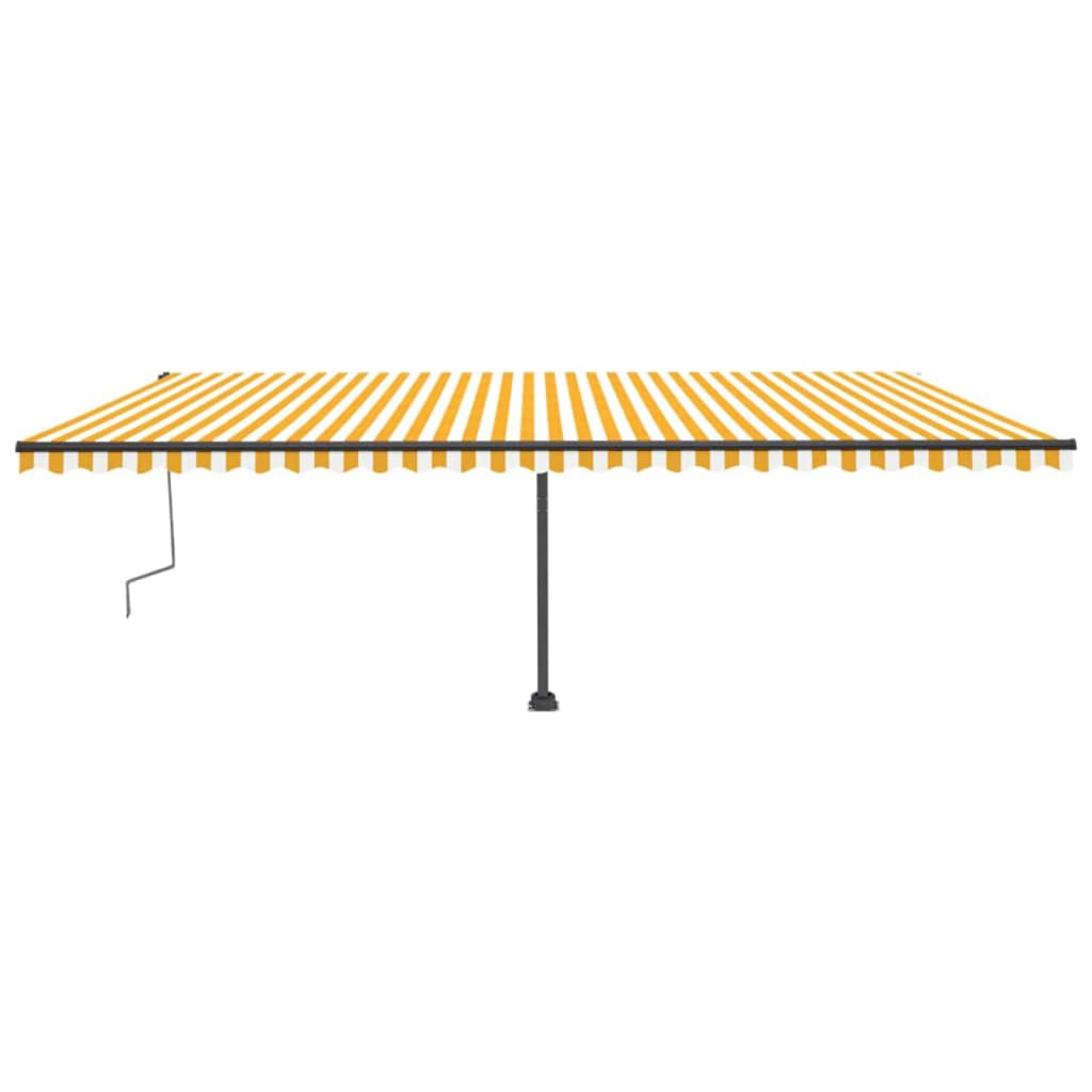 vidaXL Copertină retractabilă manual cu LED, galben și alb, 600x300 cm