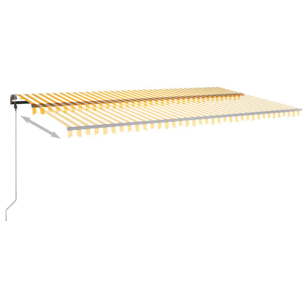 vidaXL Copertină retractabilă manual cu LED, galben și alb, 600x300 cm