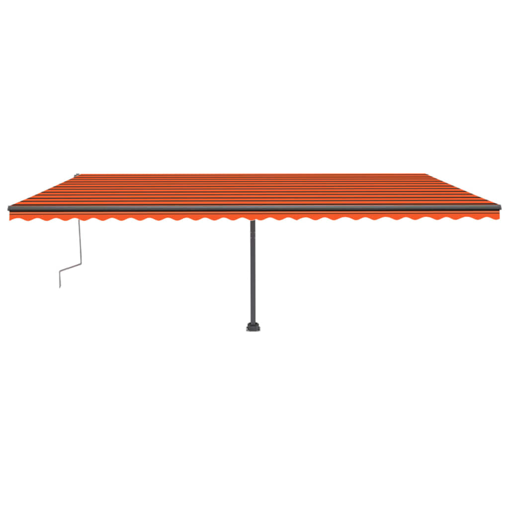 vidaXL Copertină retractabilă manual LED, portocaliu/maro, 600x300 cm