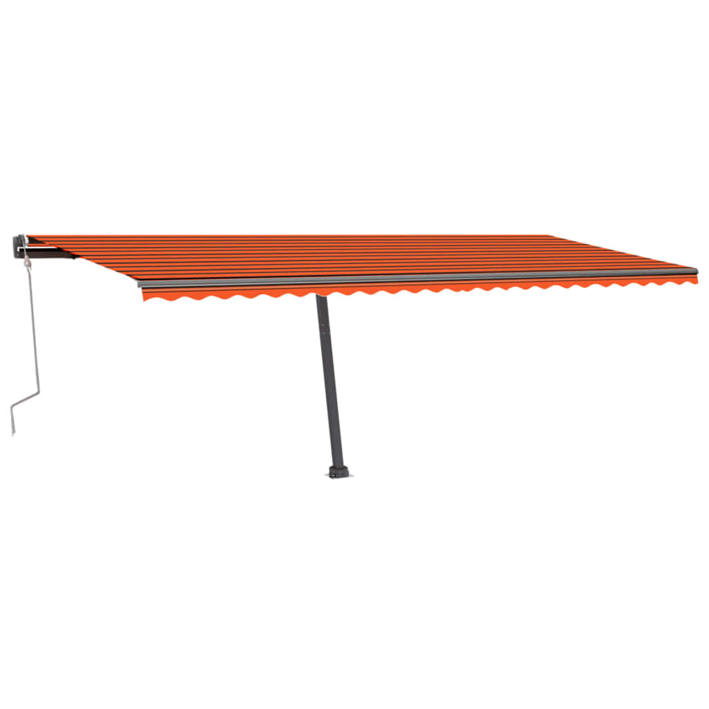 vidaXL Copertină retractabilă manual LED, portocaliu/maro, 600x300 cm