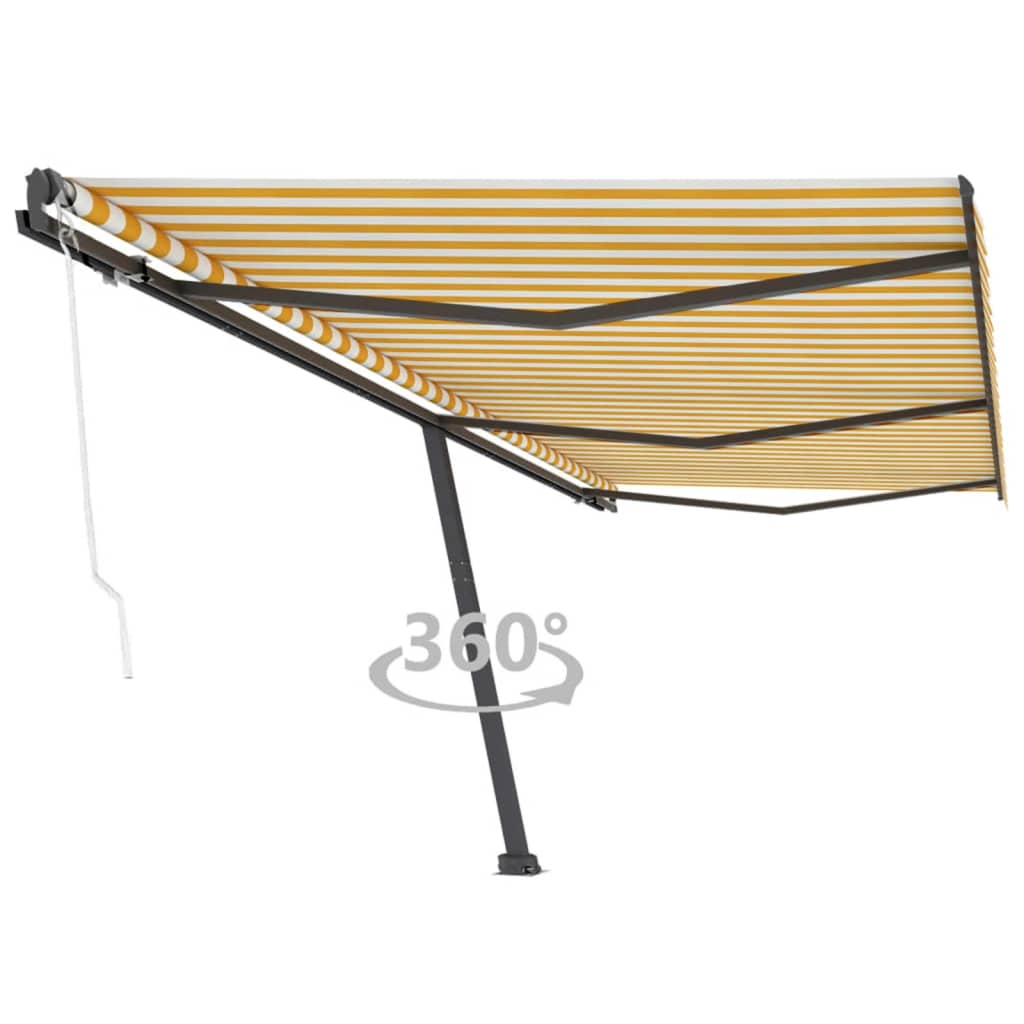 vidaXL Copertină autonomă retractabilă automat galben&alb 600x300 cm vidaXL Copertină autonomă retractabilă automat galben&alb 600x300 cm