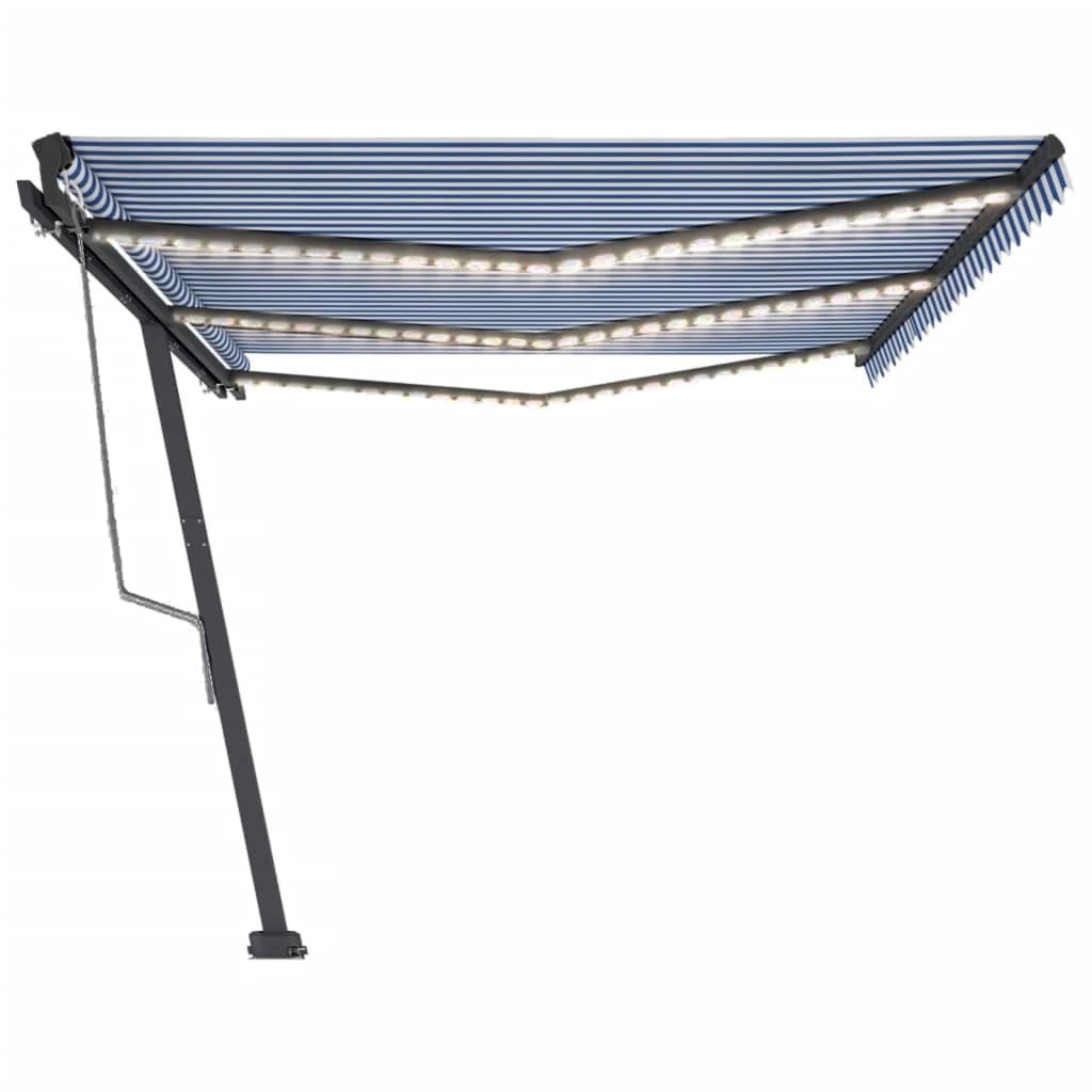 vidaXL Copertină automată cu senzor vânt&LED, albastru&alb, 600x300 cm vidaXL Copertină automată cu senzor vânt&LED, albastru&alb, 600x300 cm