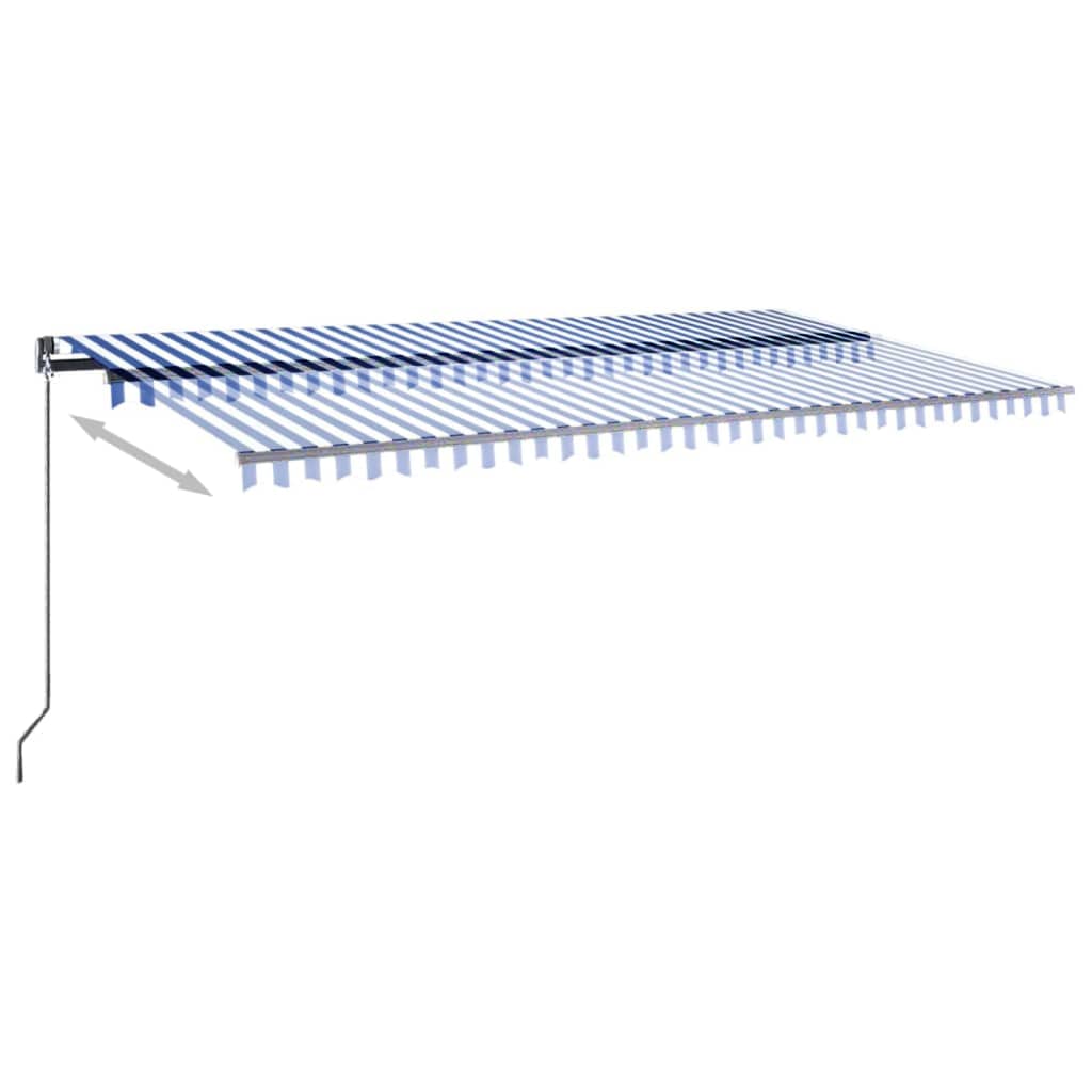 vidaXL Copertină automată cu senzor vânt&LED, albastru&alb, 600x300 cm vidaXL Copertină automată cu senzor vânt&LED, albastru&alb, 600x300 cm