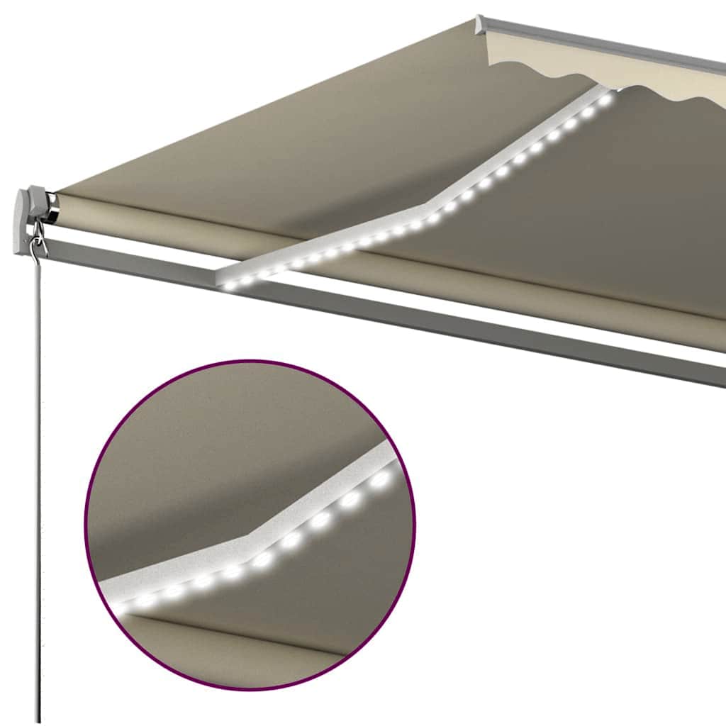 vidaXL Copertină automată cu LED & senzor vânt, crem, 600x300 cm vidaXL Copertină automată cu LED & senzor vânt, crem, 600x300 cm