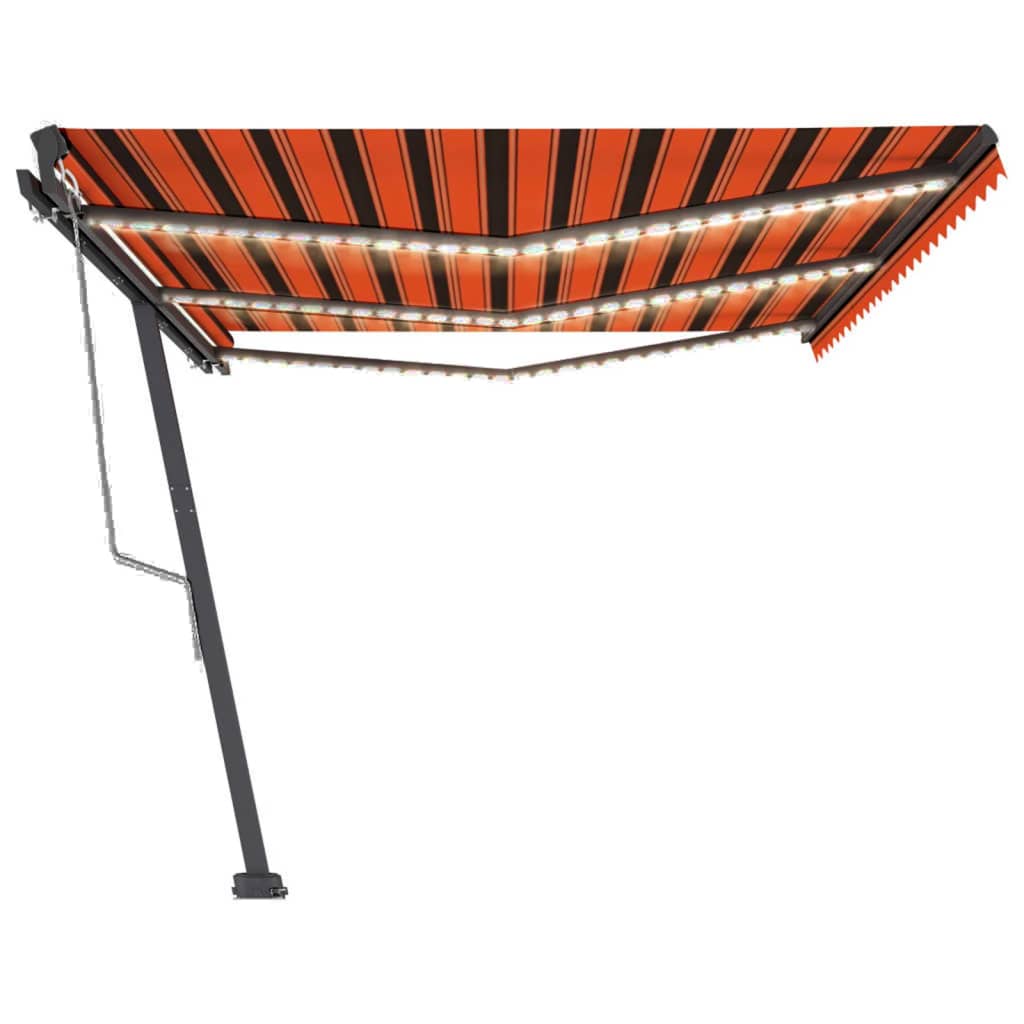 vidaXL Copertină automată senzor vânt&LED, portocaliu&maro, 600x300 cm vidaXL Copertină automată senzor vânt&LED, portocaliu&maro, 600x300 cm