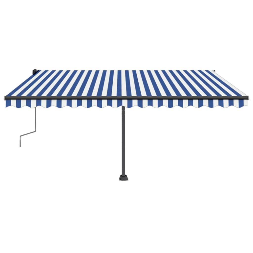 vidaXL Copertină autonomă retractabilă manual albastru&alb 400x350 cm vidaXL Copertină autonomă retractabilă manual albastru&alb 400x350 cm