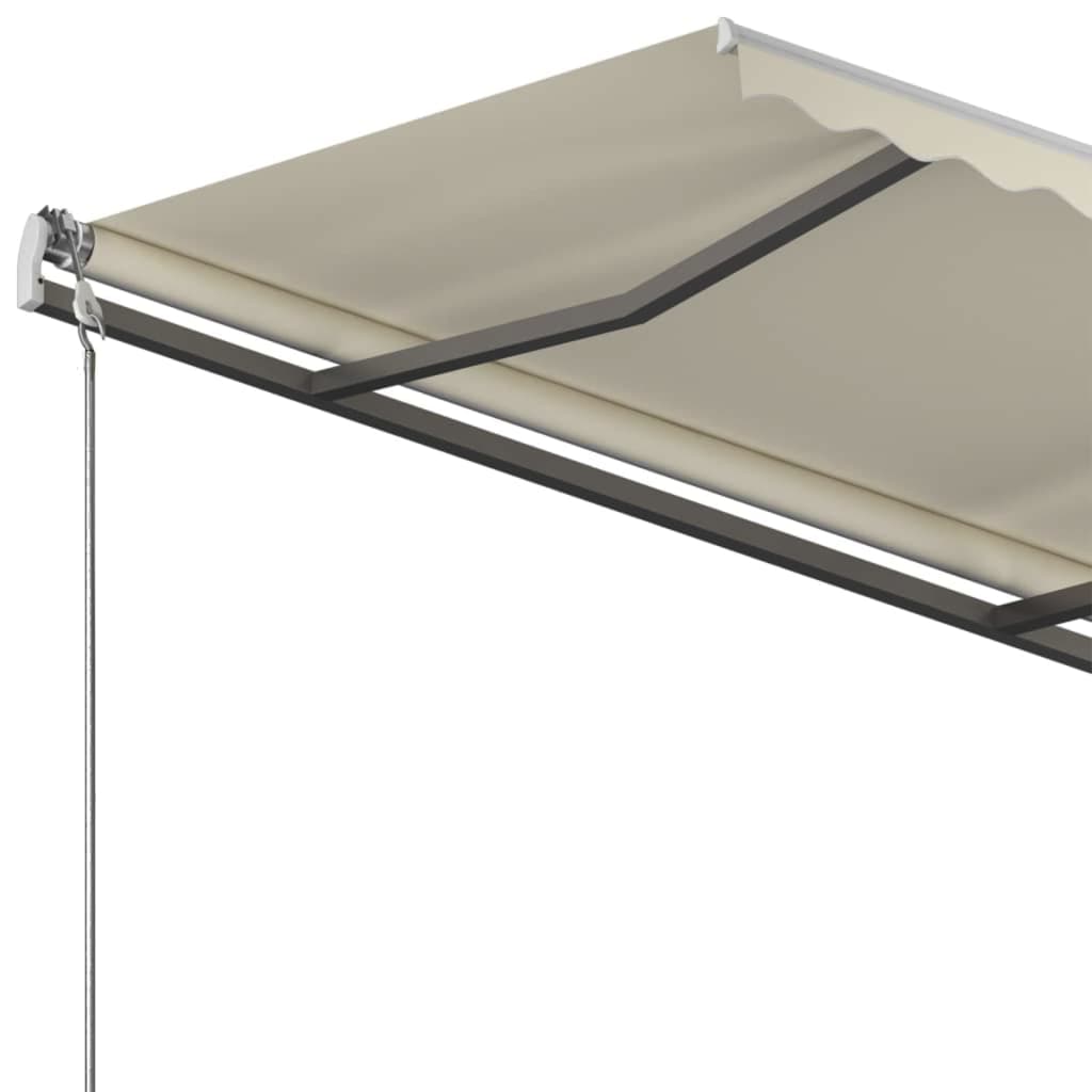 vidaXL Copertină autonomă retractabilă manual, crem, 400x350 cm