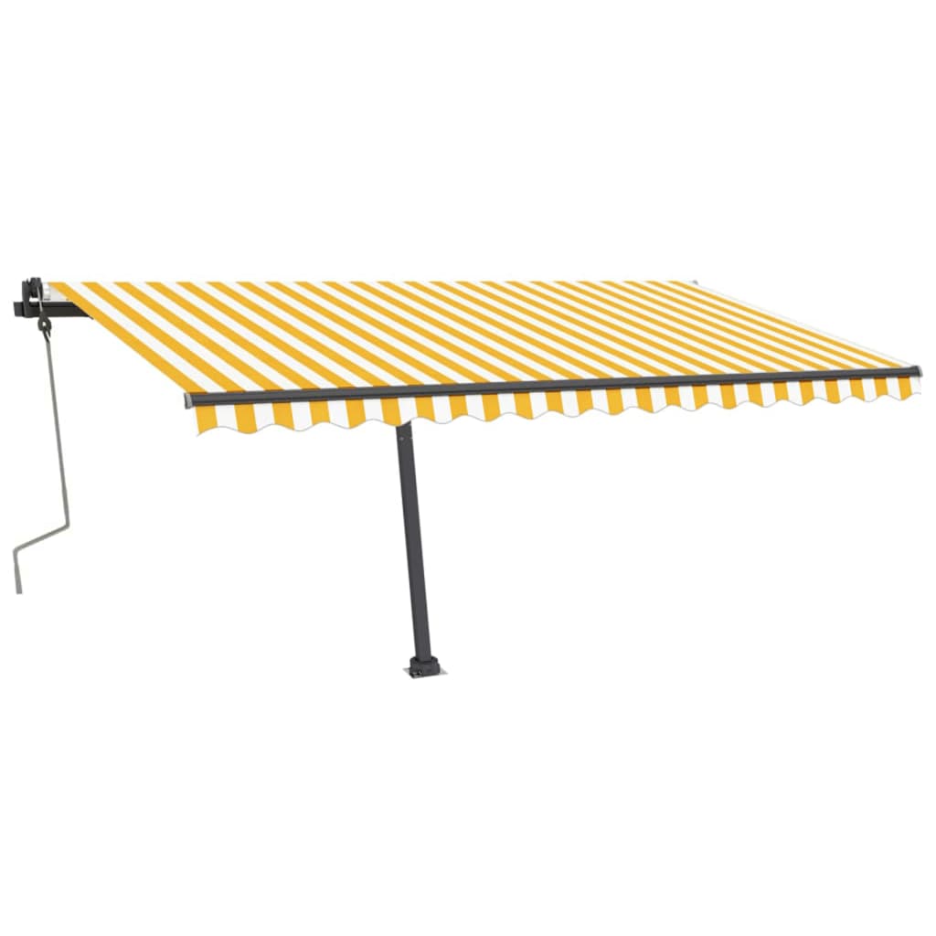 vidaXL Copertină autonomă retractabilă manual, galben&alb, 400x350 cm