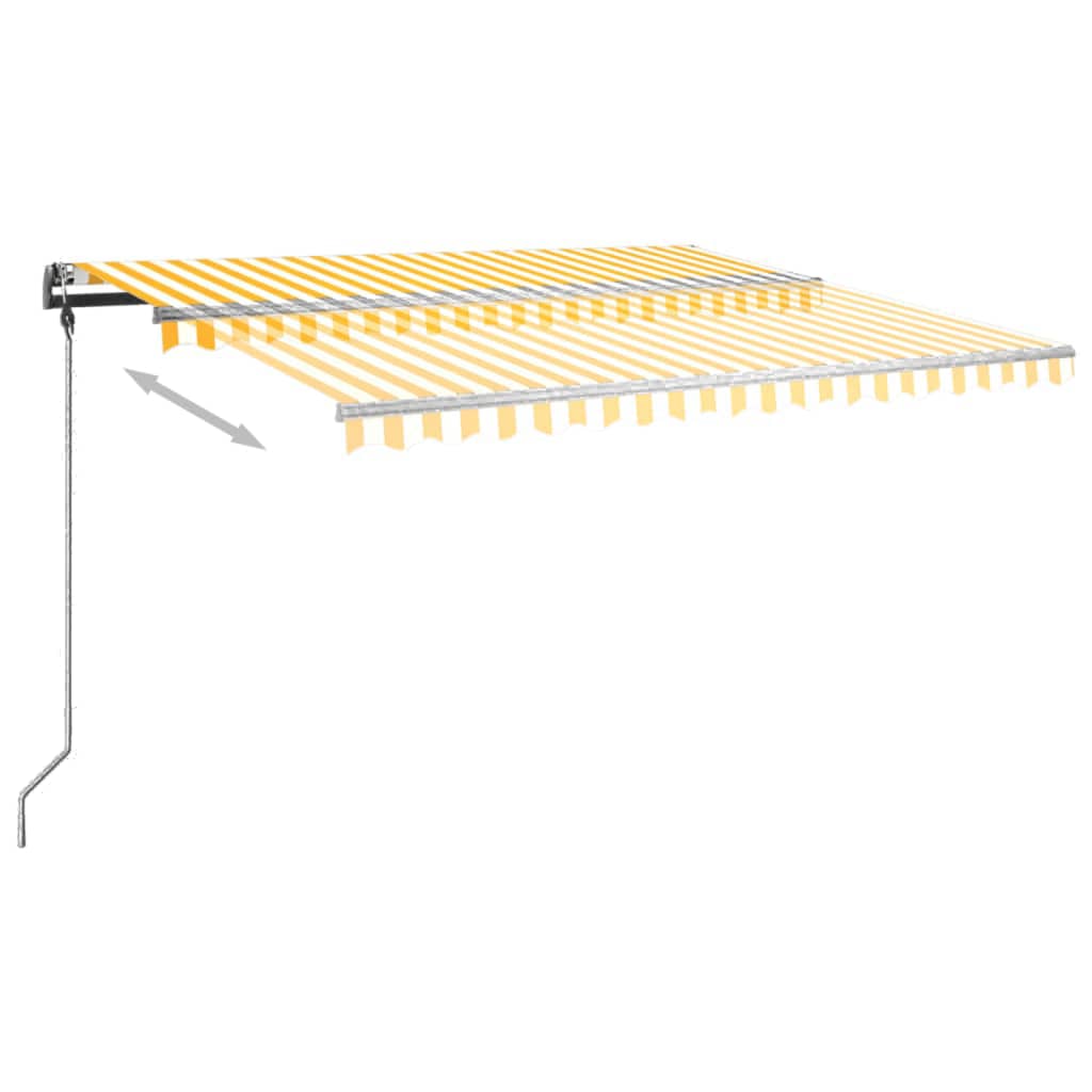 vidaXL Copertină autonomă retractabilă manual, galben&alb, 400x350 cm