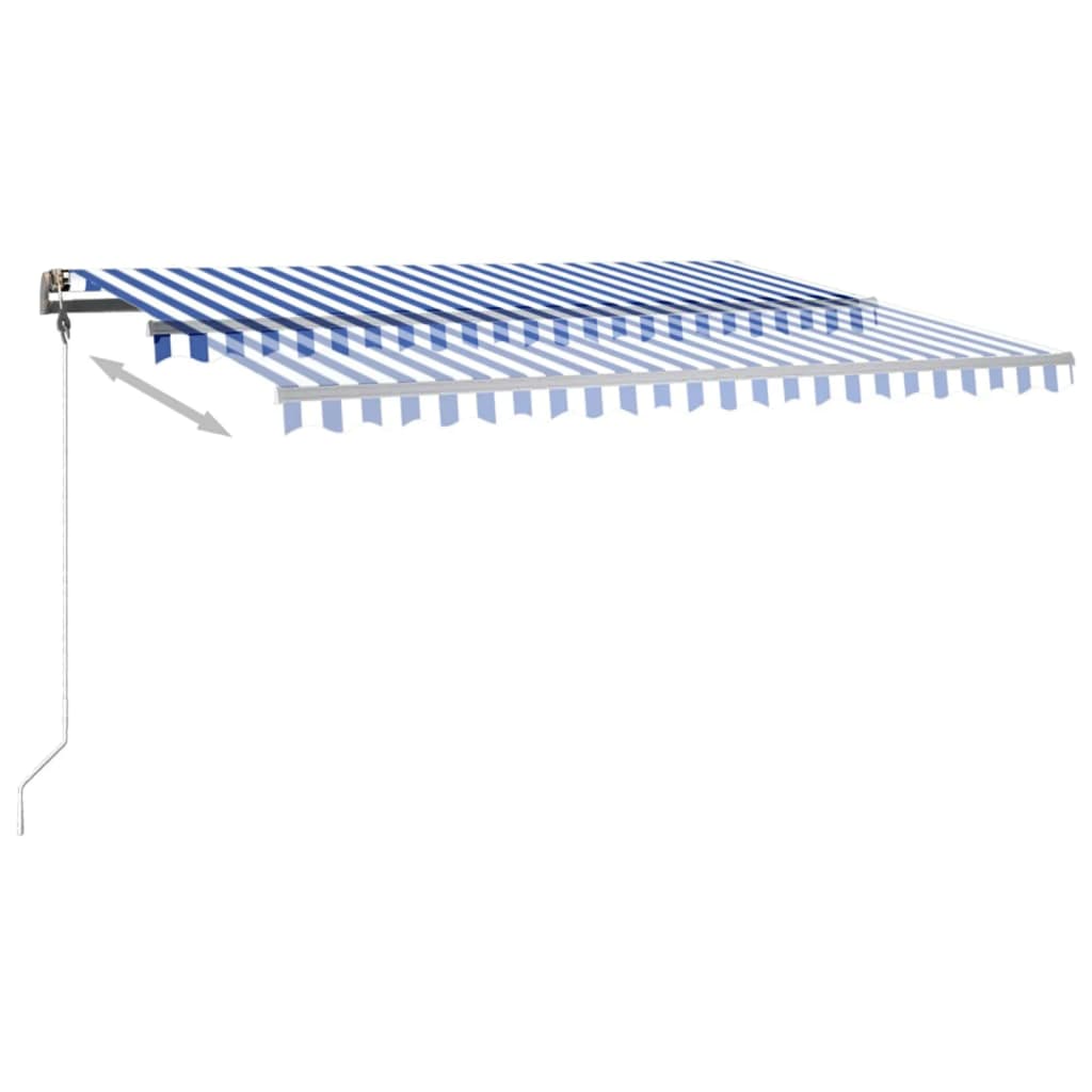 vidaXL Copertină retractabilă manual cu LED, albastru/alb, 400x350 cm