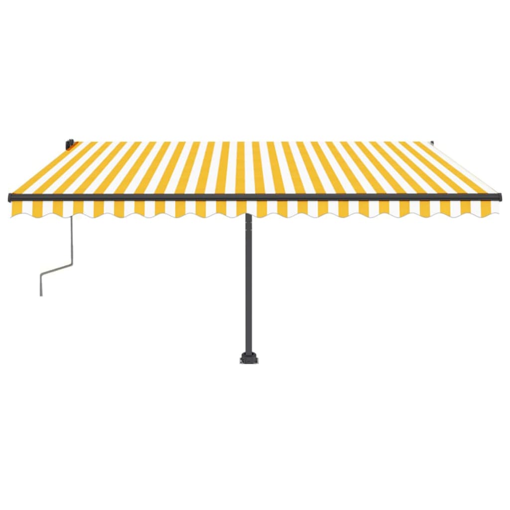 vidaXL Copertină retractabilă manual cu LED, galben și alb, 400x350 cm