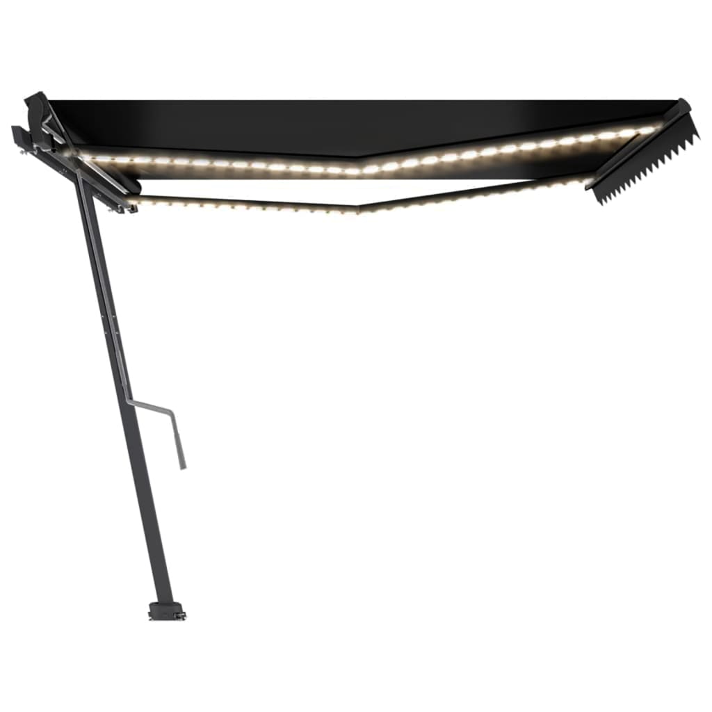vidaXL Copertină retractabilă manual cu LED, antracit, 400x350 cm