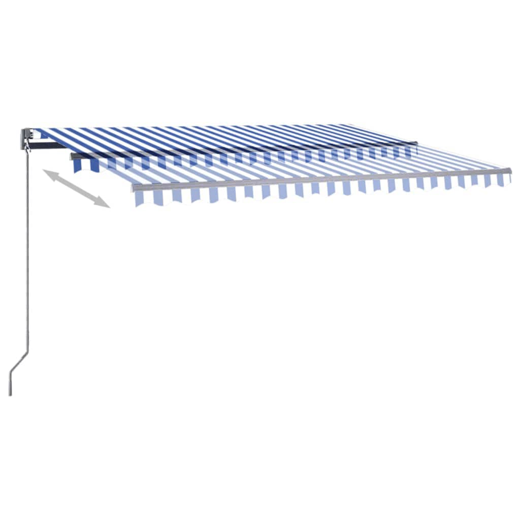 vidaXL Copertină automată cu senzor vânt&LED, albastru/alb, 400x350 cm vidaXL Copertină automată cu senzor vânt&LED, albastru/alb, 400x350 cm