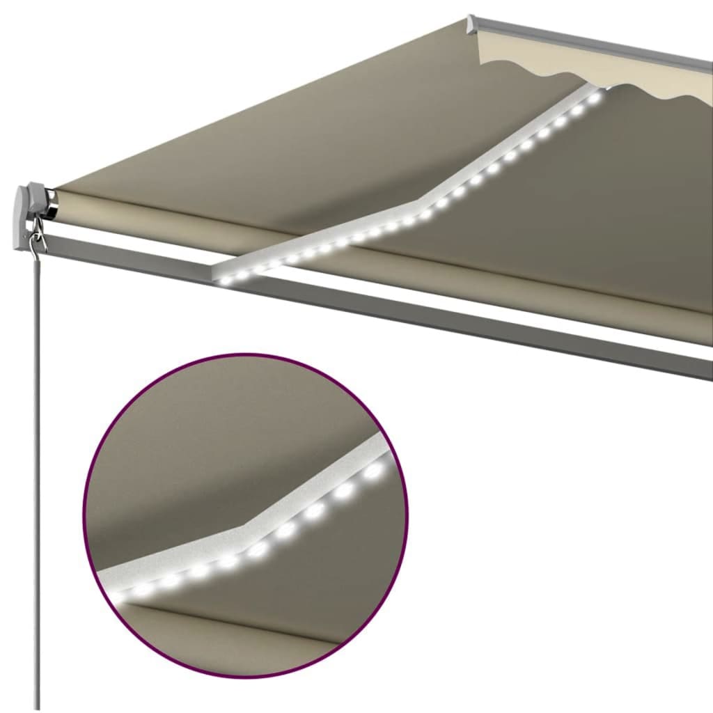 vidaXL Copertină automată cu senzor vânt & LED, crem, 400x350 cm vidaXL Copertină automată cu senzor vânt & LED, crem, 400x350 cm