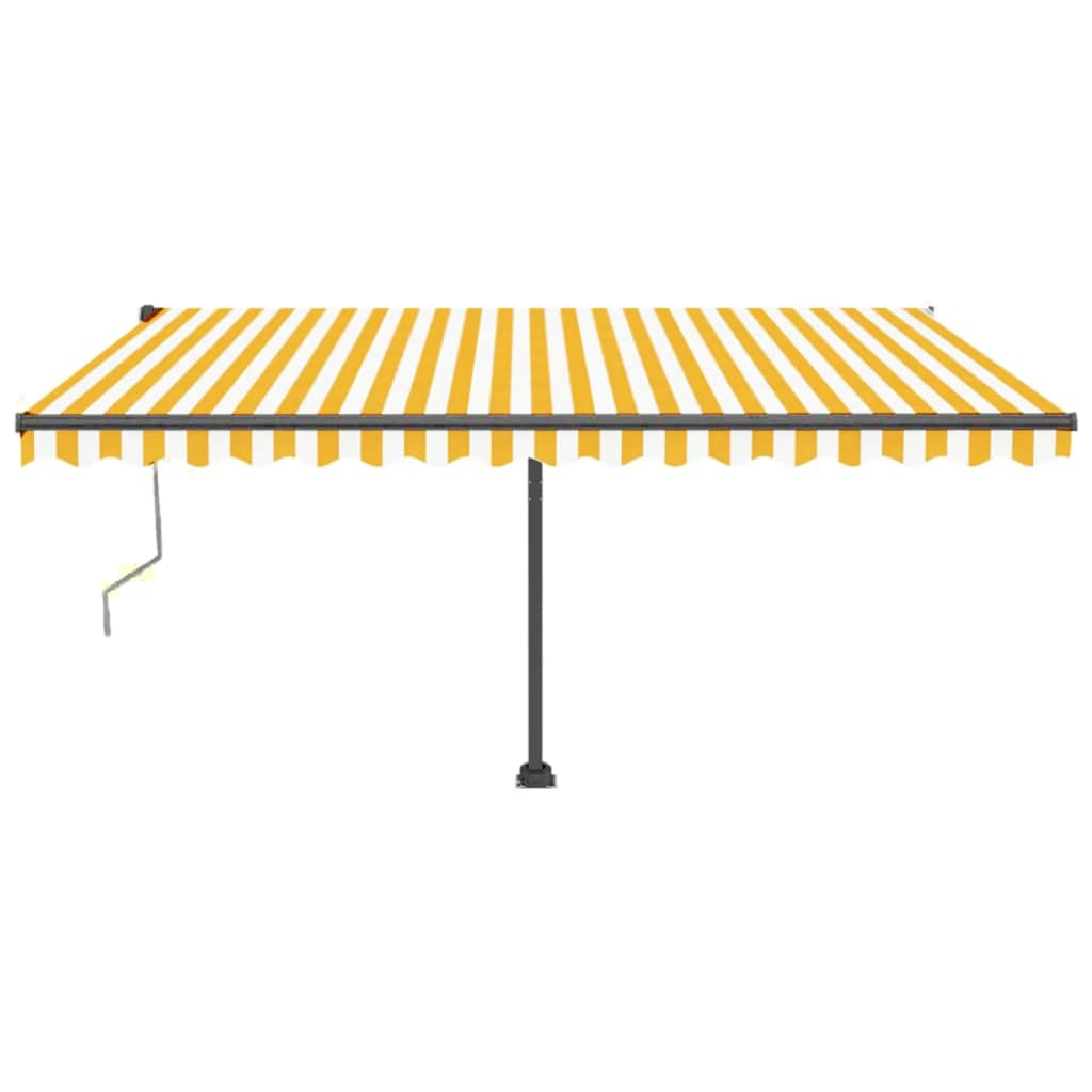 vidaXL Copertină automată cu senzor vânt&LED, galben/alb, 400x350 cm vidaXL Copertină automată cu senzor vânt&LED, galben/alb, 400x350 cm