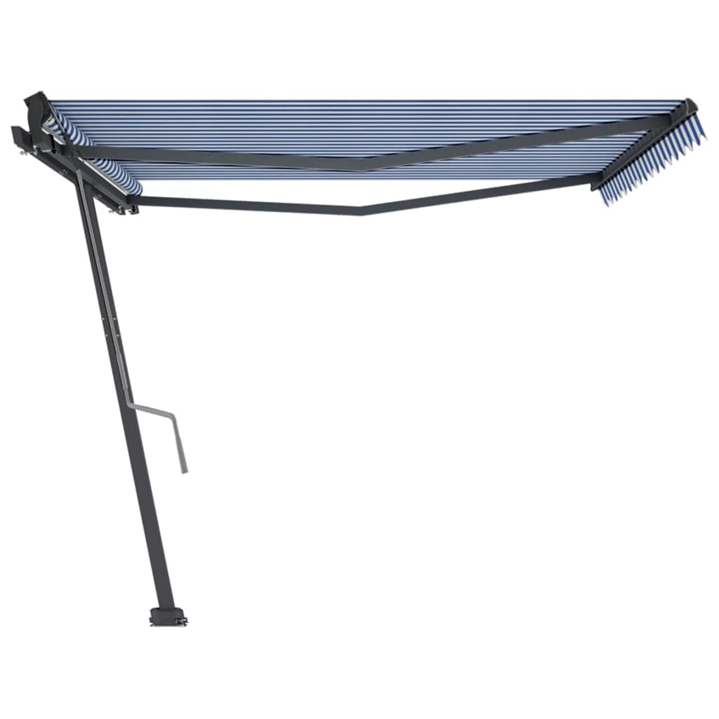 vidaXL Copertină autonomă retractabilă manual albastru/alb 450x350 cm vidaXL Copertină autonomă retractabilă manual albastru/alb 450x350 cm