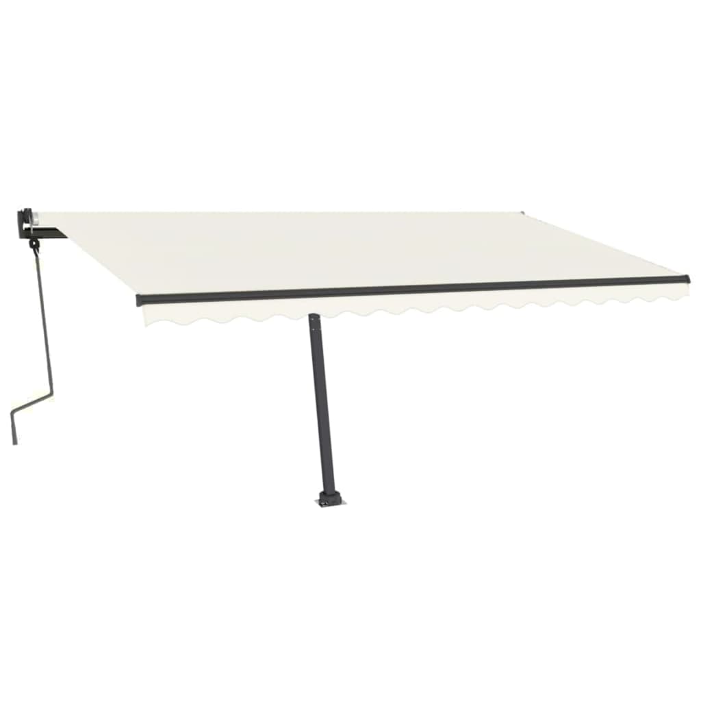 vidaXL Copertină autonomă retractabilă manual, crem, 450x350 cm
