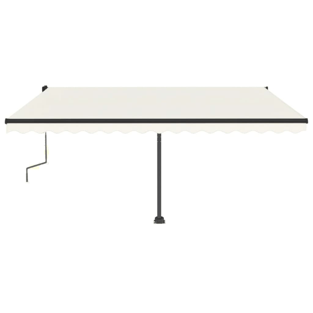 vidaXL Copertină autonomă retractabilă manual, crem, 450x350 cm