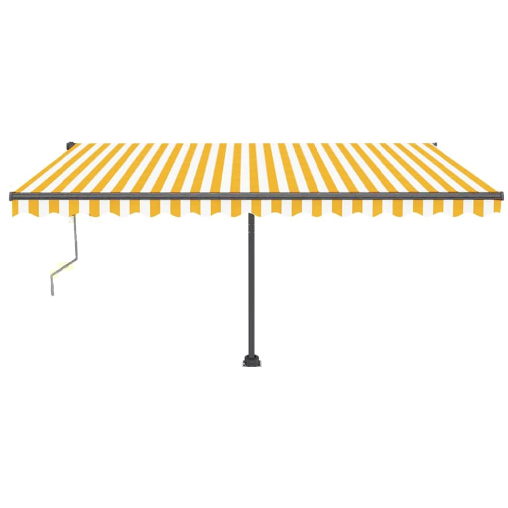 vidaXL Copertină autonomă retractabilă automat galben & alb 450x350 cm