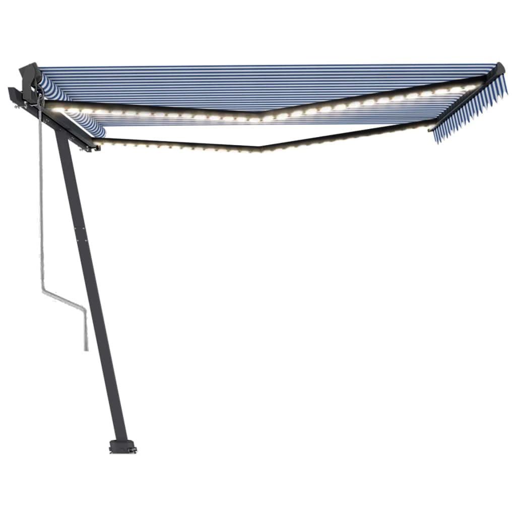 vidaXL Copertină automată cu LED&senzor vânt, albastru&alb, 450x350 cm vidaXL Copertină automată cu LED&senzor vânt, albastru&alb, 450x350 cm