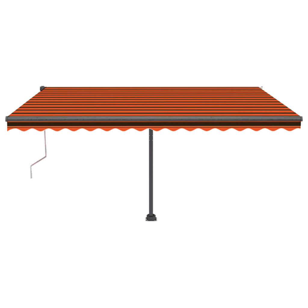 vidaXL Copertină automată, senzor vânt & LED, oranj/maro, 450x350 cm