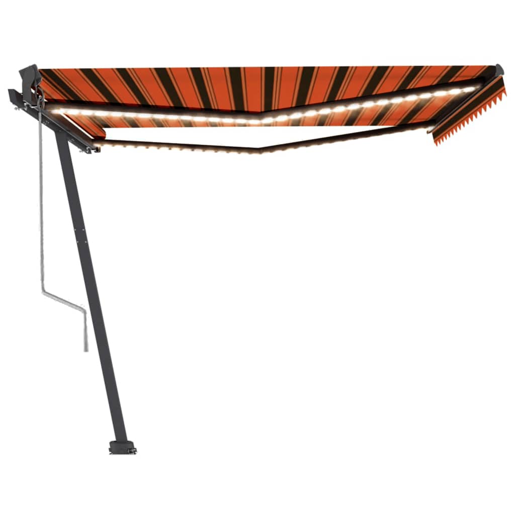 vidaXL Copertină automată, senzor vânt & LED, oranj/maro, 450x350 cm