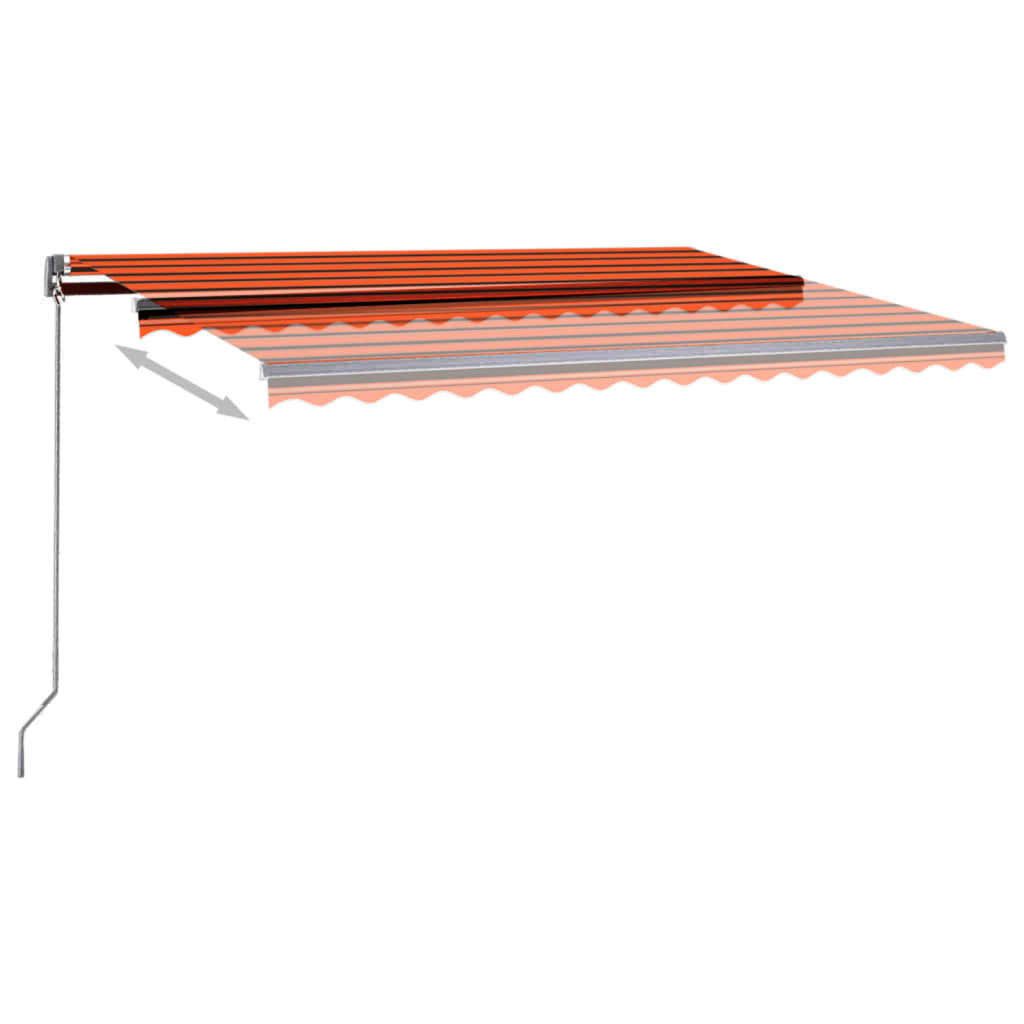 vidaXL Copertină automată, senzor vânt & LED, oranj/maro, 450x350 cm