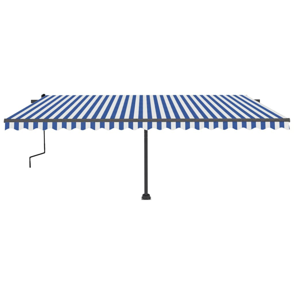 vidaXL Copertină autonomă retractabilă manual, albastru&alb 500x350 cm