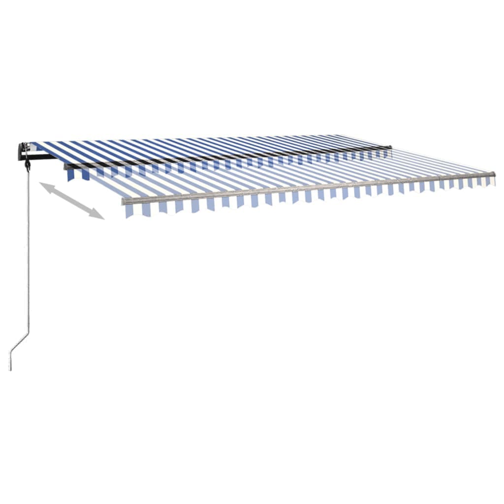 vidaXL Copertină autonomă retractabilă manual, albastru&alb 500x350 cm