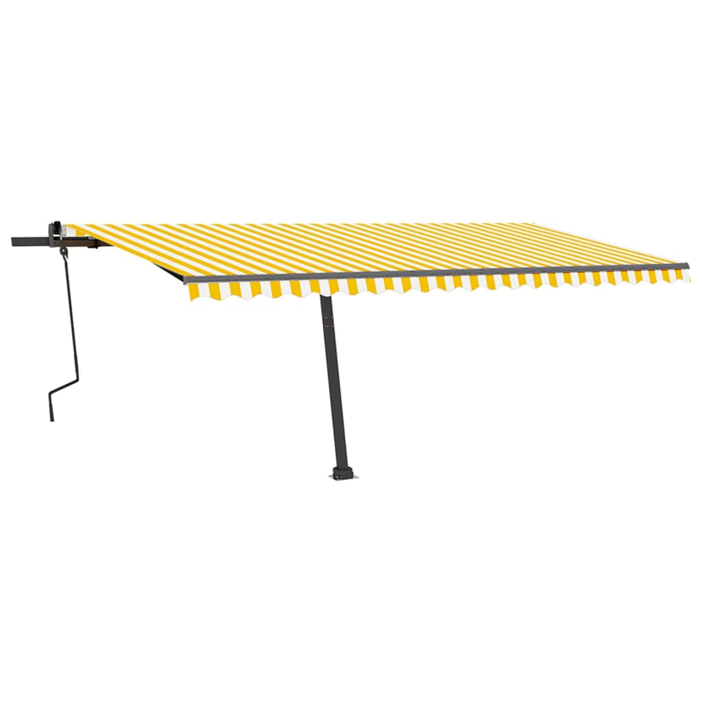 vidaXL Copertină retractabilă manual cu LED, galben și alb, 500x350 cm