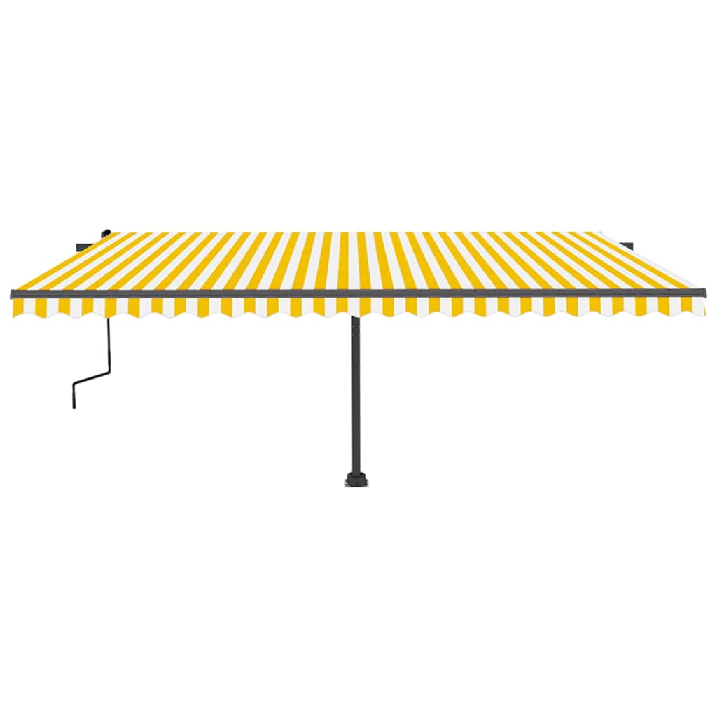 vidaXL Copertină retractabilă manual cu LED, galben și alb, 500x350 cm