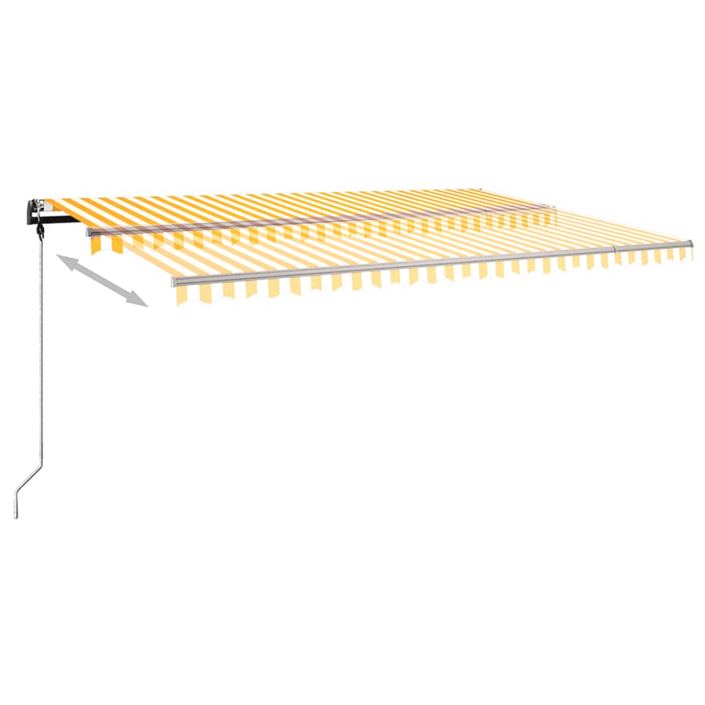vidaXL Copertină retractabilă manual cu LED, galben și alb, 500x350 cm