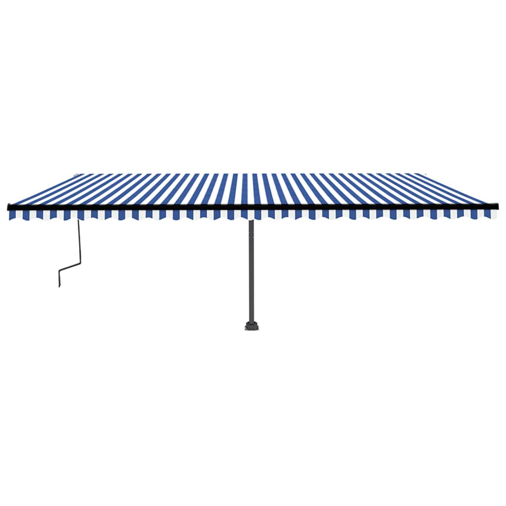vidaXL Copertină autonomă retractabilă manual albastru/alb 600x350 cm