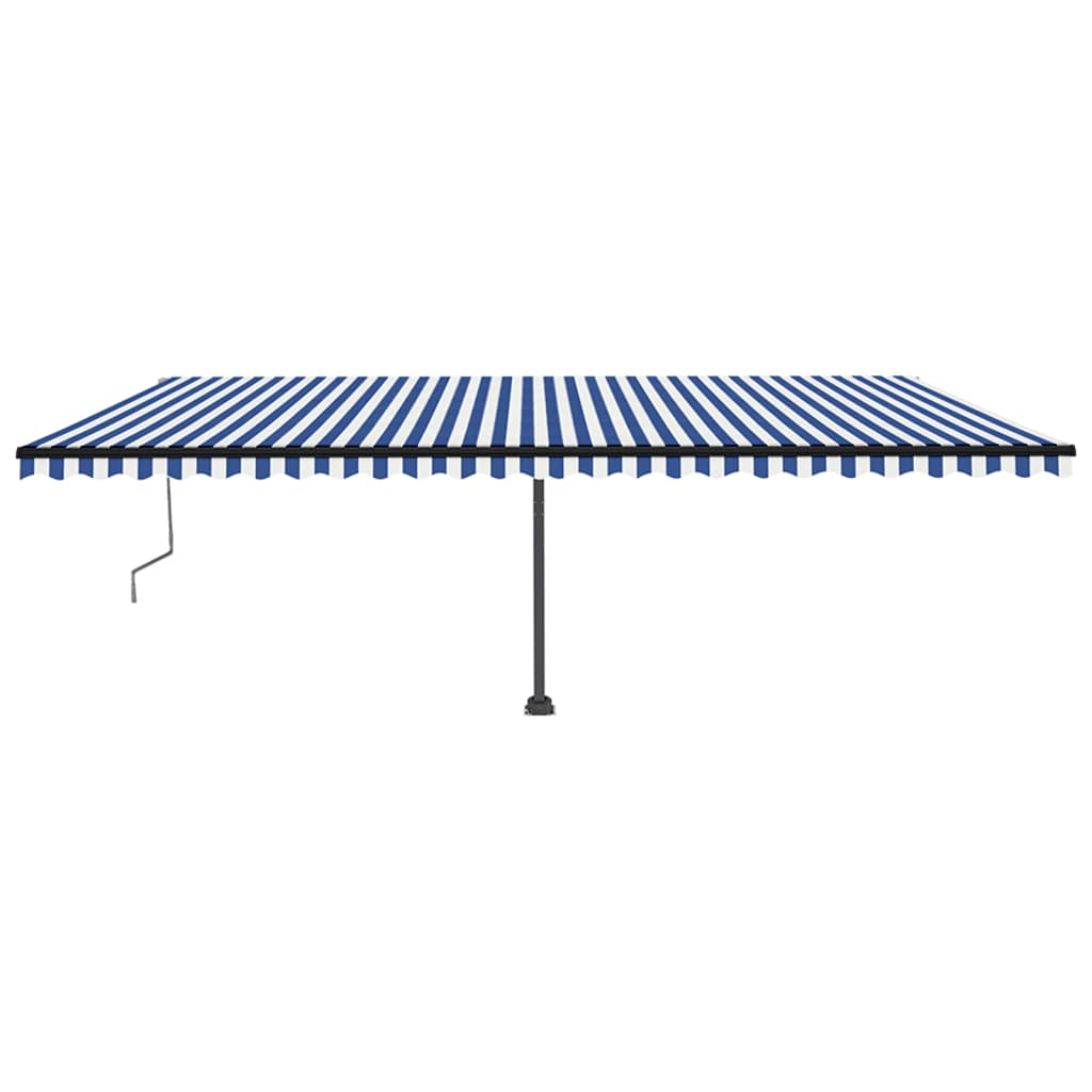 vidaXL Copertină automată cu senzor vânt&LED, albastru/alb, 600x350 cm vidaXL Copertină automată cu senzor vânt&LED, albastru/alb, 600x350 cm
