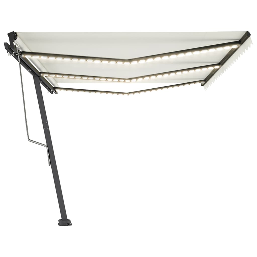 vidaXL Copertină automată cu senzor vânt & LED, crem, 600x350 cm