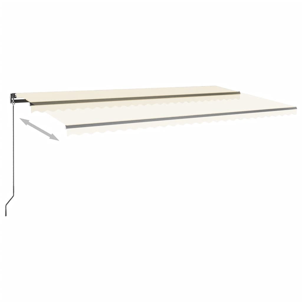 vidaXL Copertină automată cu senzor vânt & LED, crem, 600x350 cm