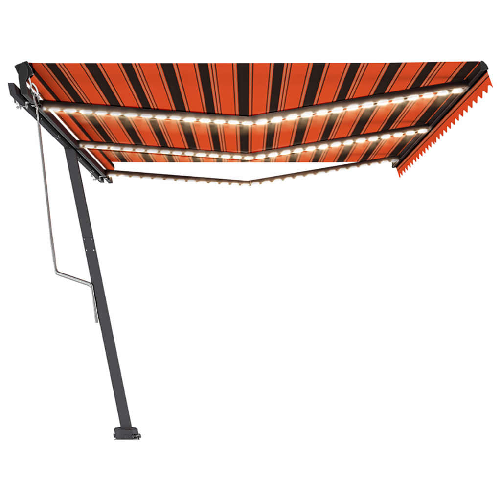 vidaXL Copertină automată cu senzor vânt & LED, oranj/maro, 600x350 cm vidaXL Copertină automată cu senzor vânt & LED, oranj/maro, 600x350 cm