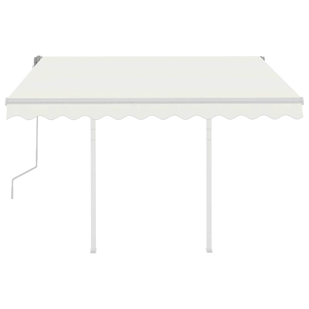 vidaXL Copertină retractabilă manual cu stâlpi, crem, 3x2,5 m