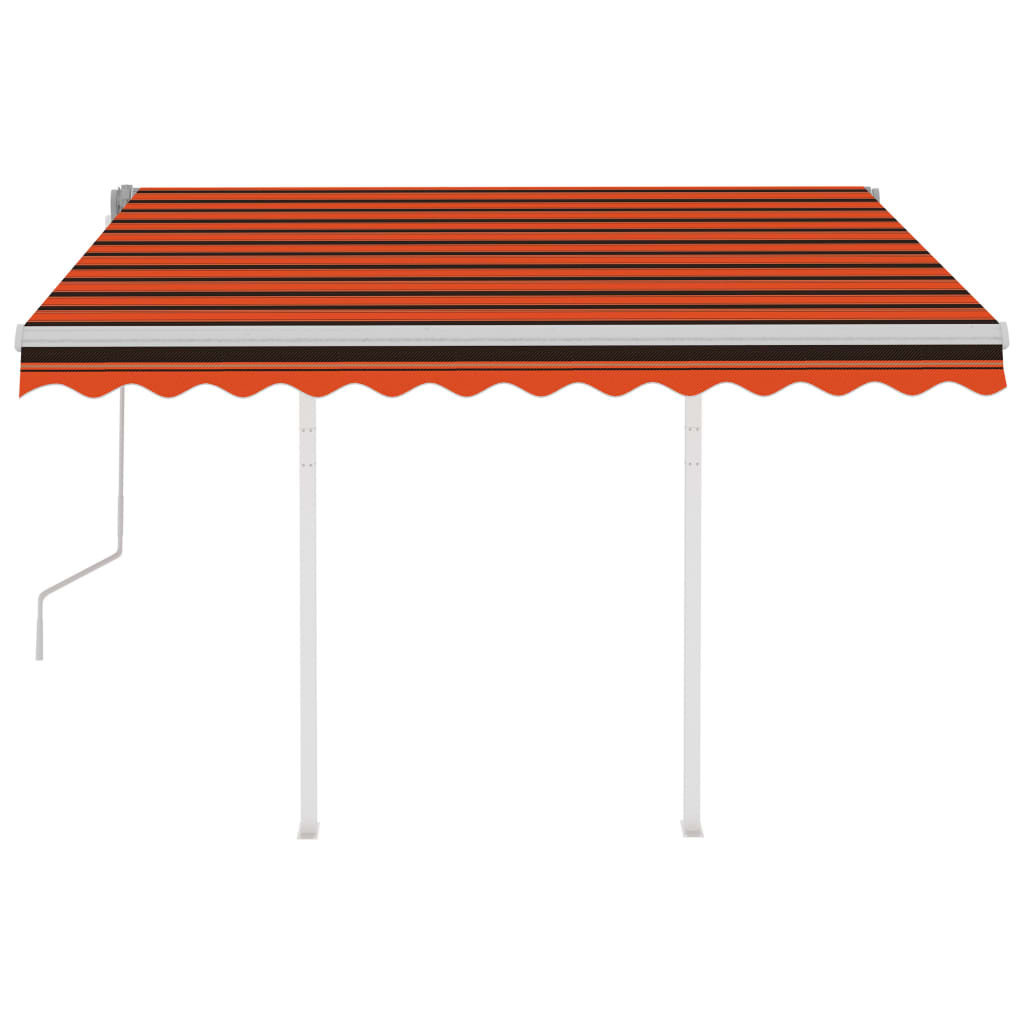 vidaXL Copertină retractabilă manual cu stâlpi portocaliu/maro 3x2,5 m vidaXL Copertină retractabilă manual cu stâlpi portocaliu/maro 3x2,5 m