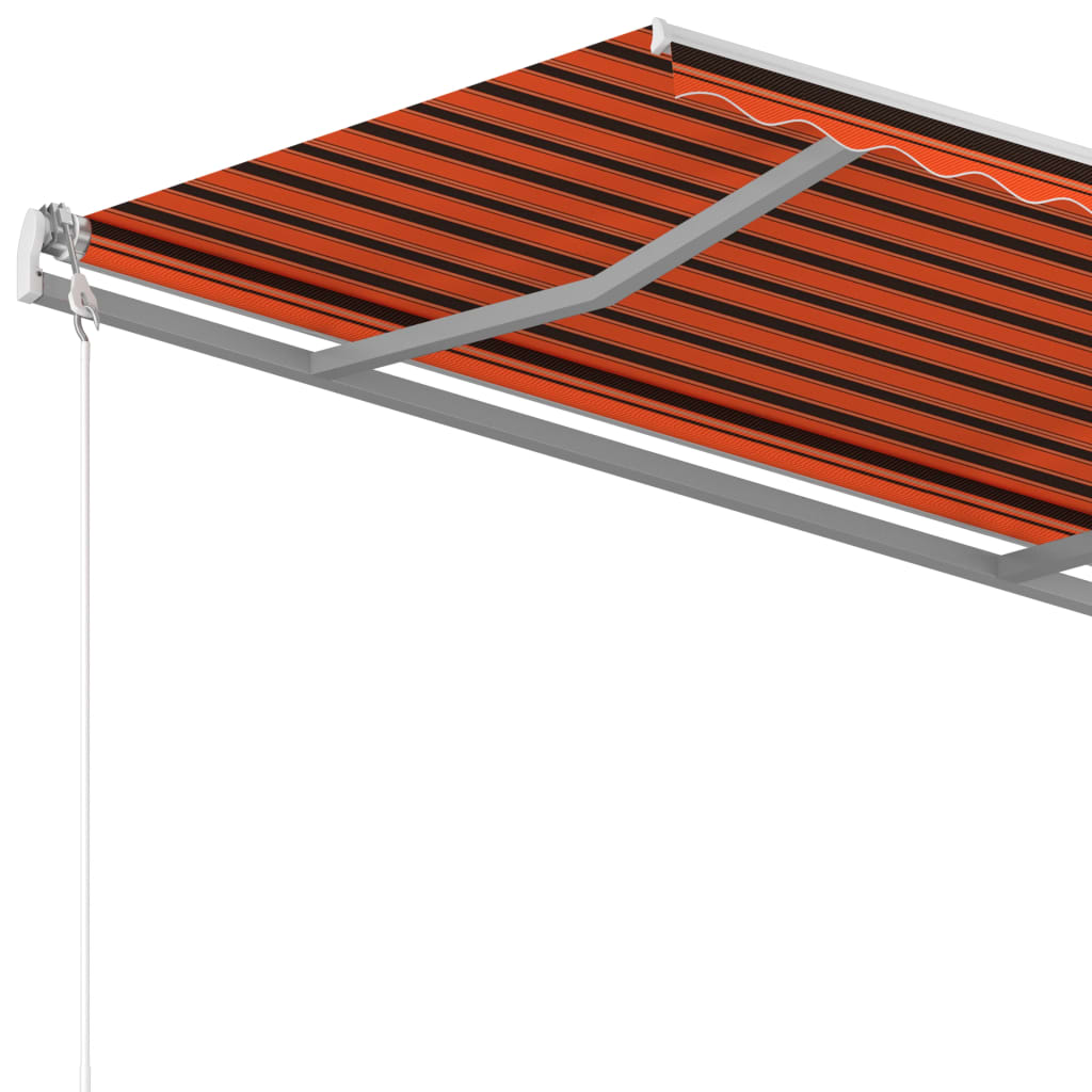 vidaXL Copertină retractabilă manual cu stâlpi portocaliu/maro 3x2,5 m vidaXL Copertină retractabilă manual cu stâlpi portocaliu/maro 3x2,5 m