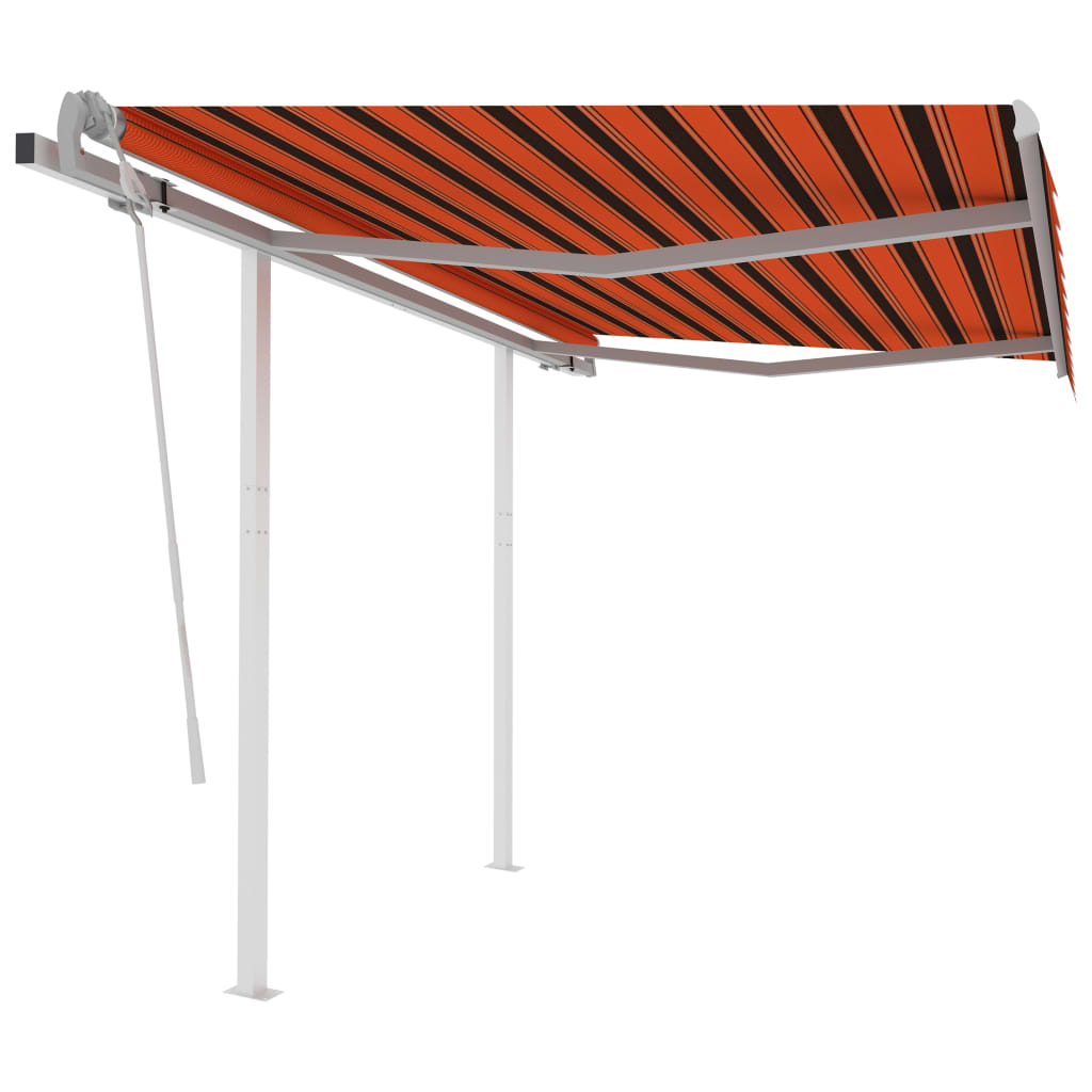 vidaXL Copertină retractabilă manual cu stâlpi portocaliu/maro 3x2,5 m vidaXL Copertină retractabilă manual cu stâlpi portocaliu/maro 3x2,5 m