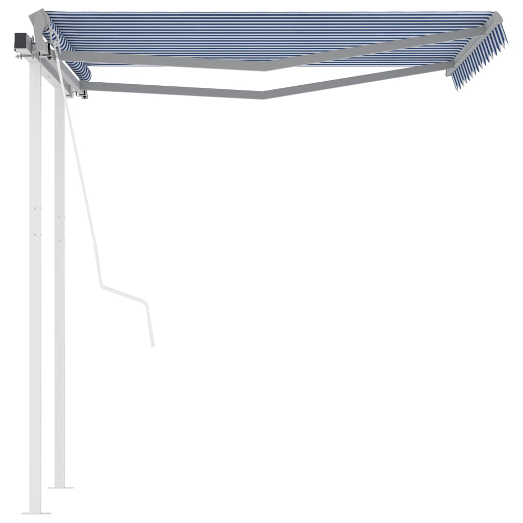 vidaXL Copertină retractabilă automat cu stâlpi, albastru/alb, 3x2,5 m vidaXL Copertină retractabilă automat cu stâlpi, albastru/alb, 3x2,5 m