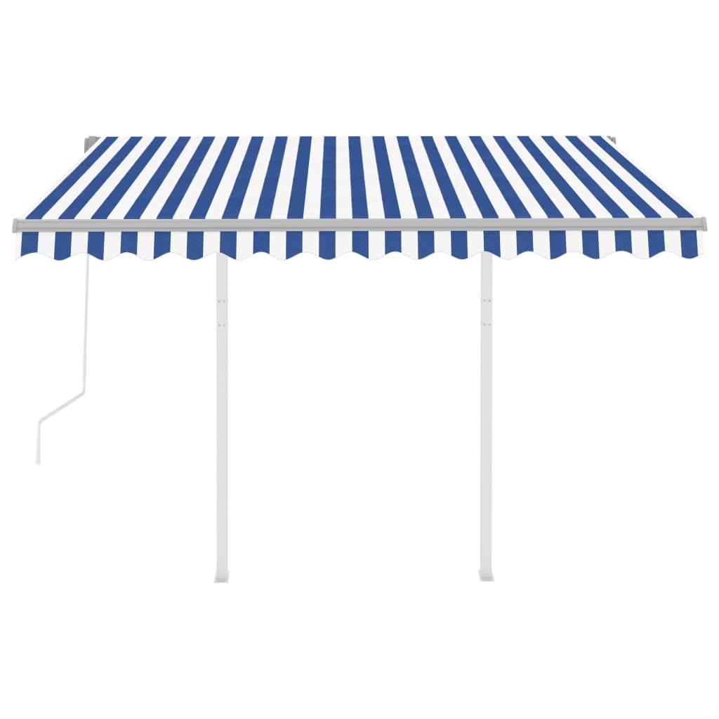 vidaXL Copertină retractabilă automat cu stâlpi, albastru/alb, 3x2,5 m vidaXL Copertină retractabilă automat cu stâlpi, albastru/alb, 3x2,5 m