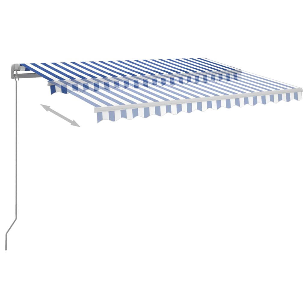 vidaXL Copertină retractabilă automat cu stâlpi, albastru/alb, 3x2,5 m vidaXL Copertină retractabilă automat cu stâlpi, albastru/alb, 3x2,5 m