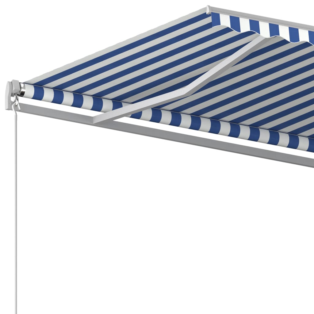 vidaXL Copertină retractabilă automat cu stâlpi, albastru/alb, 3x2,5 m vidaXL Copertină retractabilă automat cu stâlpi, albastru/alb, 3x2,5 m