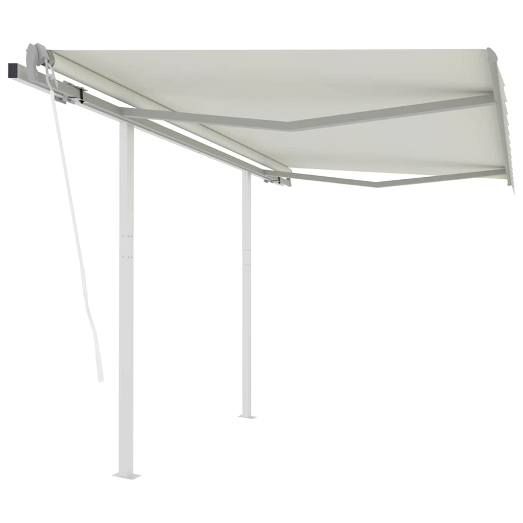 vidaXL Copertină retractabilă automat cu stâlpi, crem, 3x2,5 m vidaXL Copertină retractabilă automat cu stâlpi, crem, 3x2,5 m