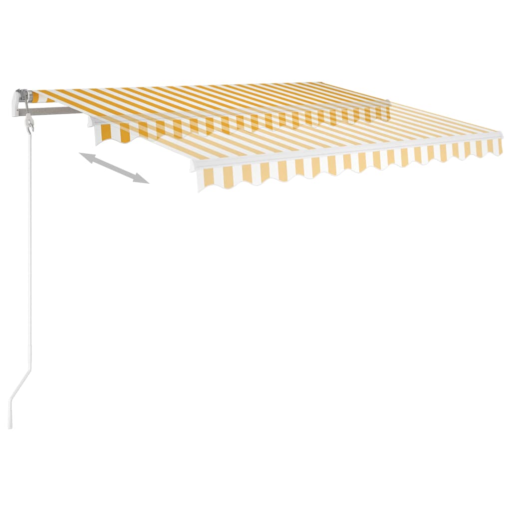 vidaXL Copertină retractabilă automat cu stâlpi, galben/alb, 3x2,5 m vidaXL Copertină retractabilă automat cu stâlpi, galben/alb, 3x2,5 m