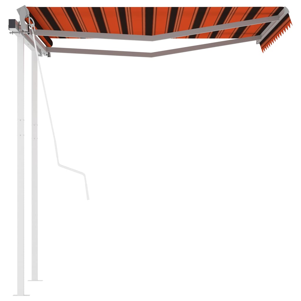 vidaXL Copertină retractabilă automat cu stâlpi portocaliu/maro 3x2,5m vidaXL Copertină retractabilă automat cu stâlpi portocaliu/maro 3x2,5m