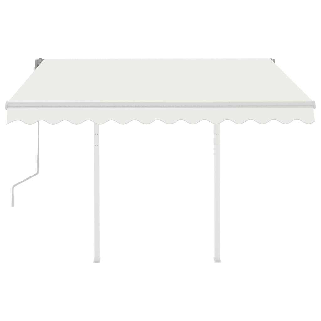 vidaXL Copertină retractabilă manual cu stâlpi, crem, 3,5x2,5 m